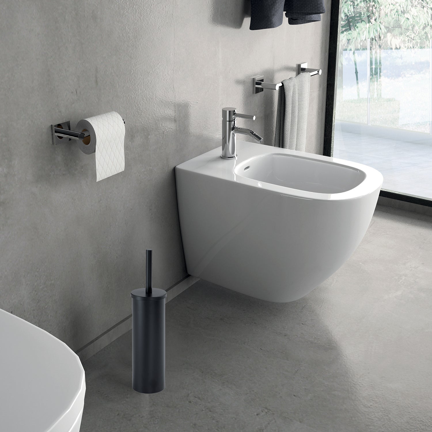 Scopino da appoggio modello Flip di Gedy in Acciaio Inox - Nero Matt by CeramicStore | Lo specialista del tuo bagno