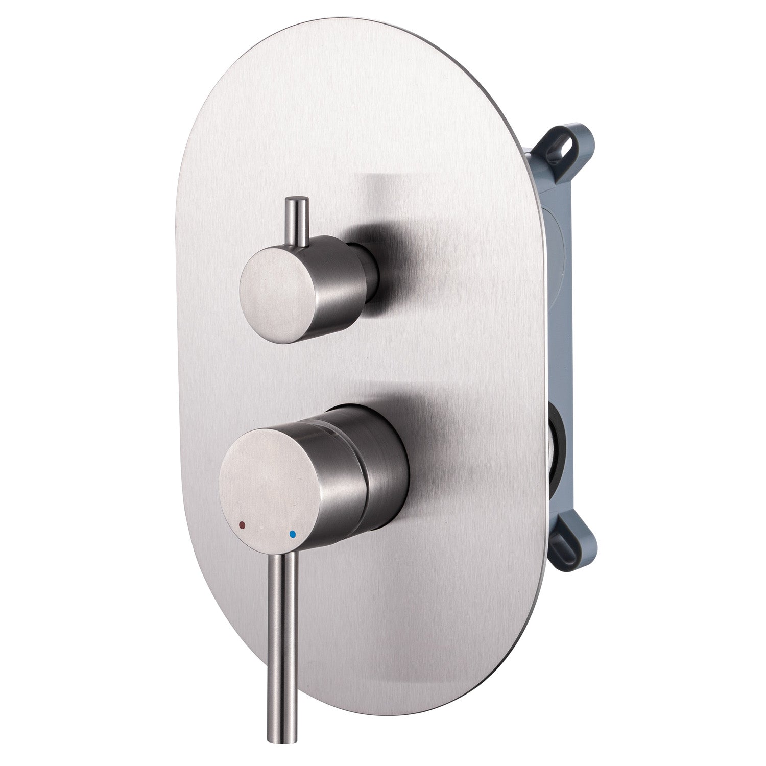 Composizione di miscelatori per lavabo alto, bidet e doccia a 2 vie serie TriaSix in acciaio 316 spazzolato by CeramicStore | Lo specialista del tuo bagno