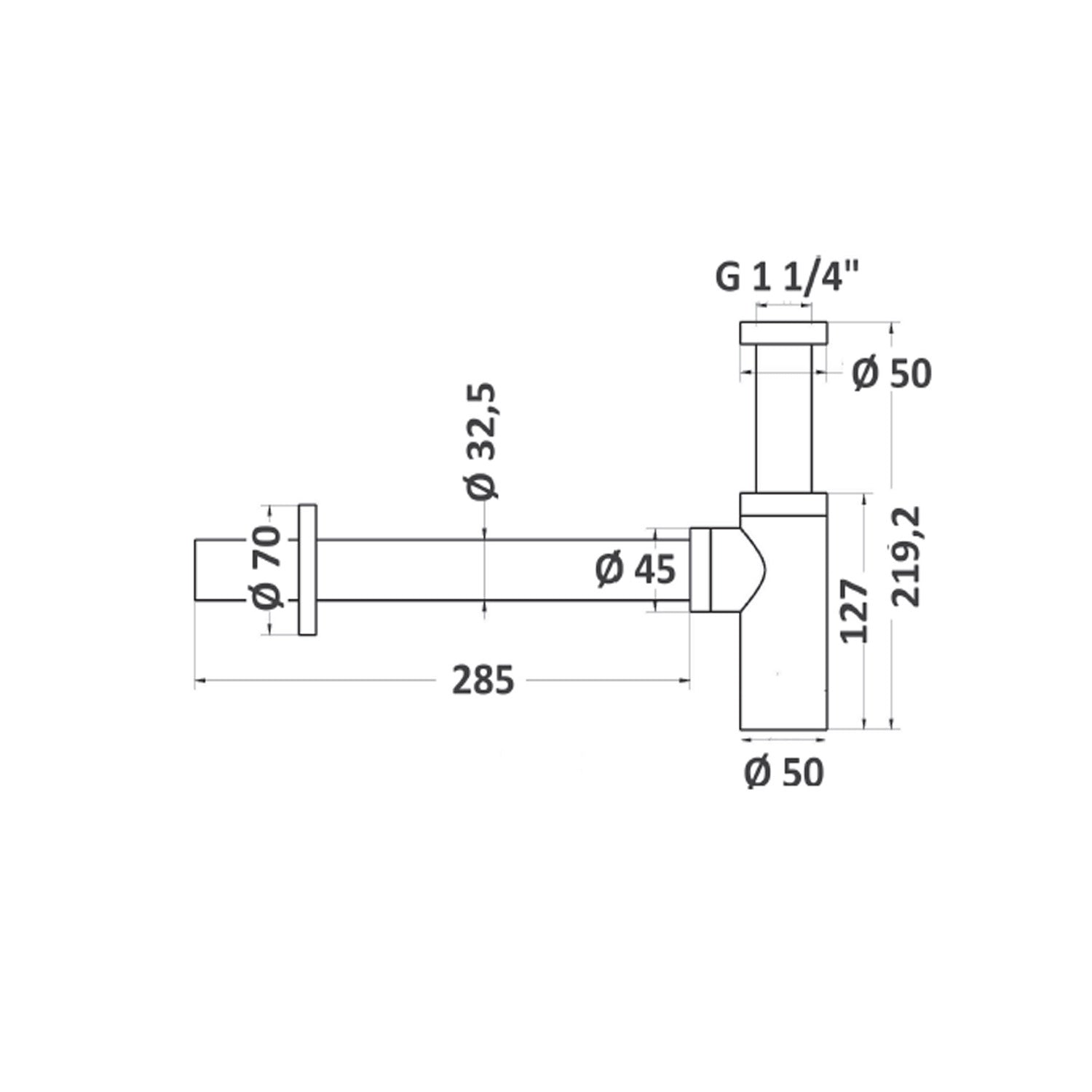 Sifone minimale tondo serie TriaSix in acciaio 316 spazzolato by CeramicStore | Lo specialista del tuo bagno