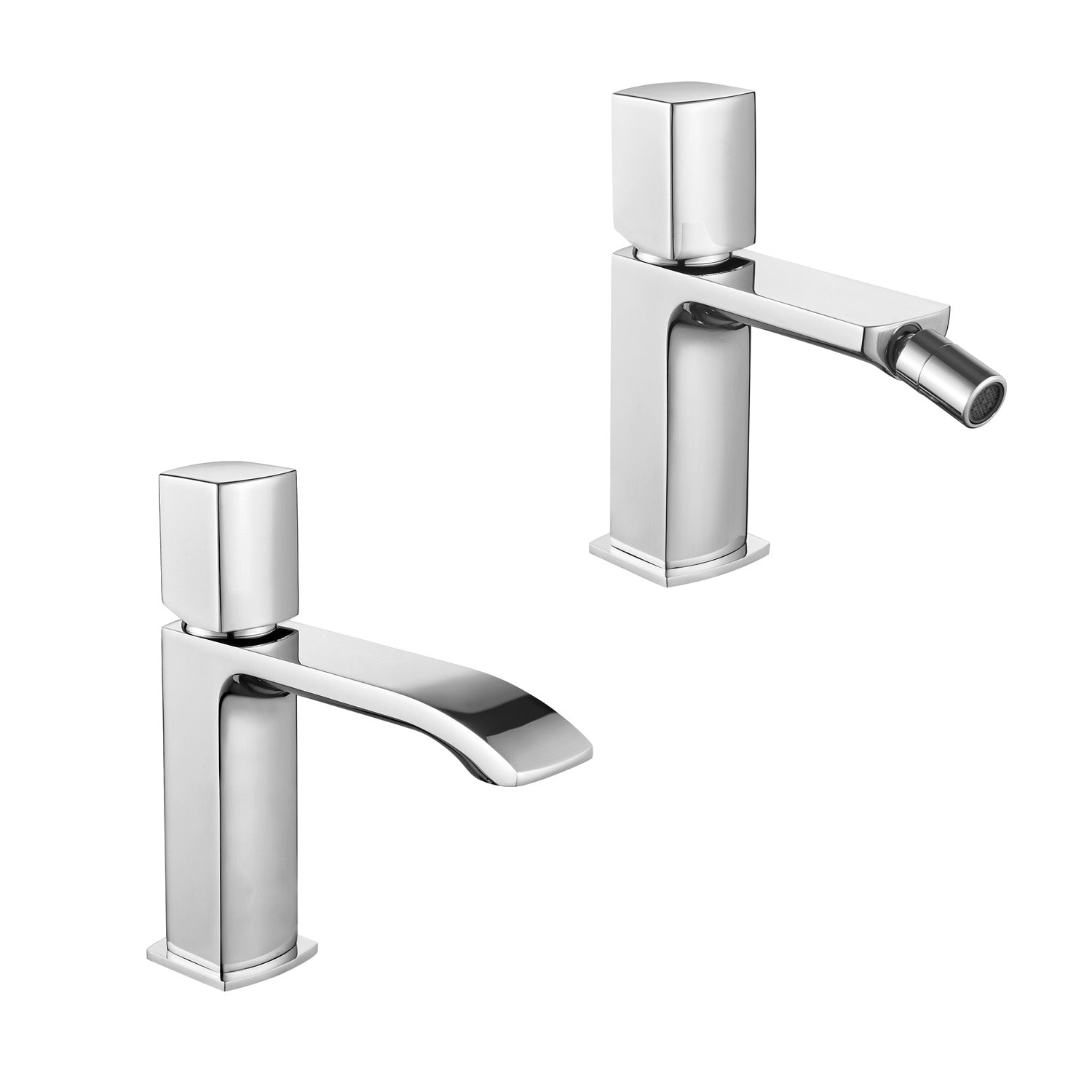 Coppia di miscelatori per lavabo e bidet serie Ice in ottone cromato by CeramicStore | Lo specialista del tuo bagno