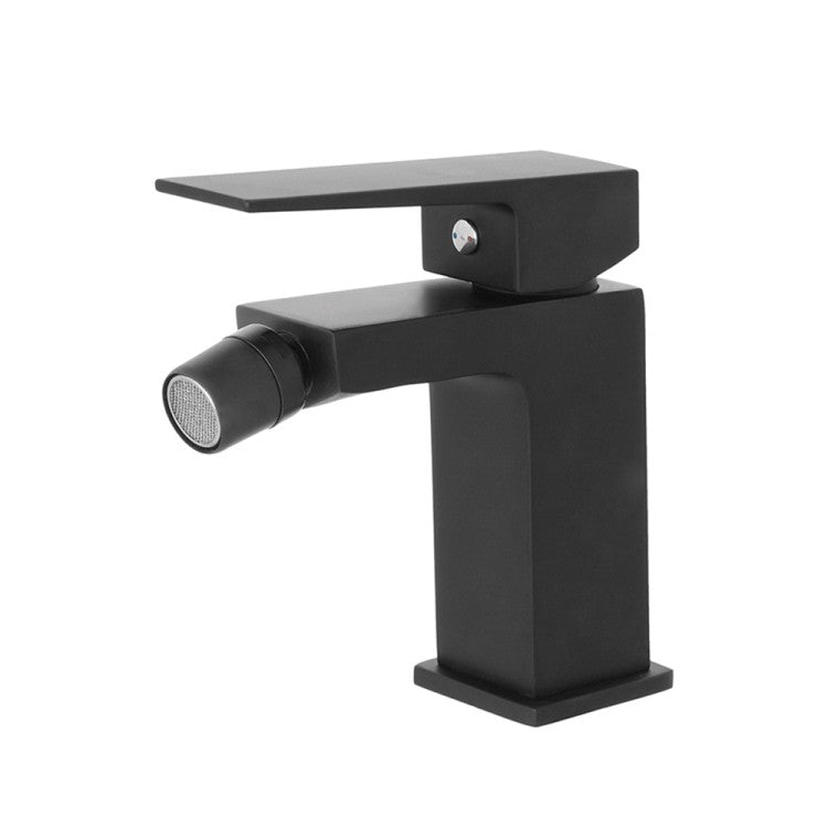 Kit miscelatore lavabo alto, bidet e doccia a due vie RubiFlux serie Arkon con scarico clic-clac - Nero Opaco