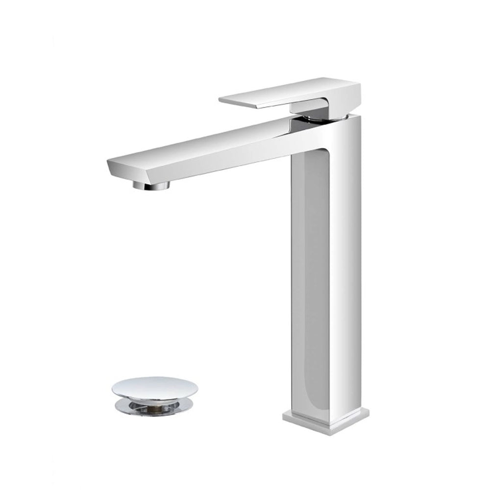 Kit miscelatore lavabo alto, bidet e doccia a una via RubiFlux serie Arkon con scarico clic-clac - Cromo