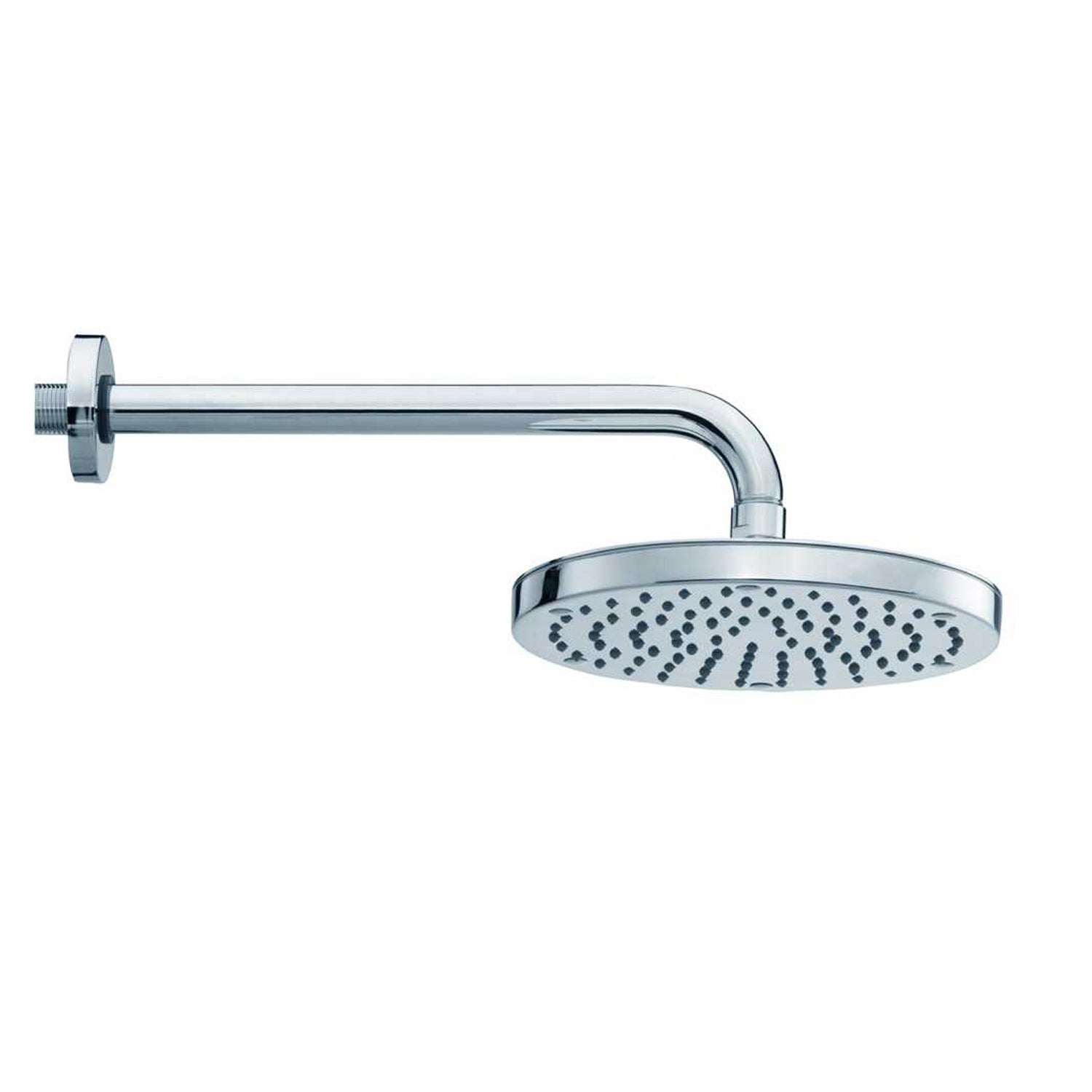 Soffione doccia con braccio Bossini Oki cromato diametro 200 mm con braccio da 300 mm by CeramicStore | Lo specialista del tuo bagno