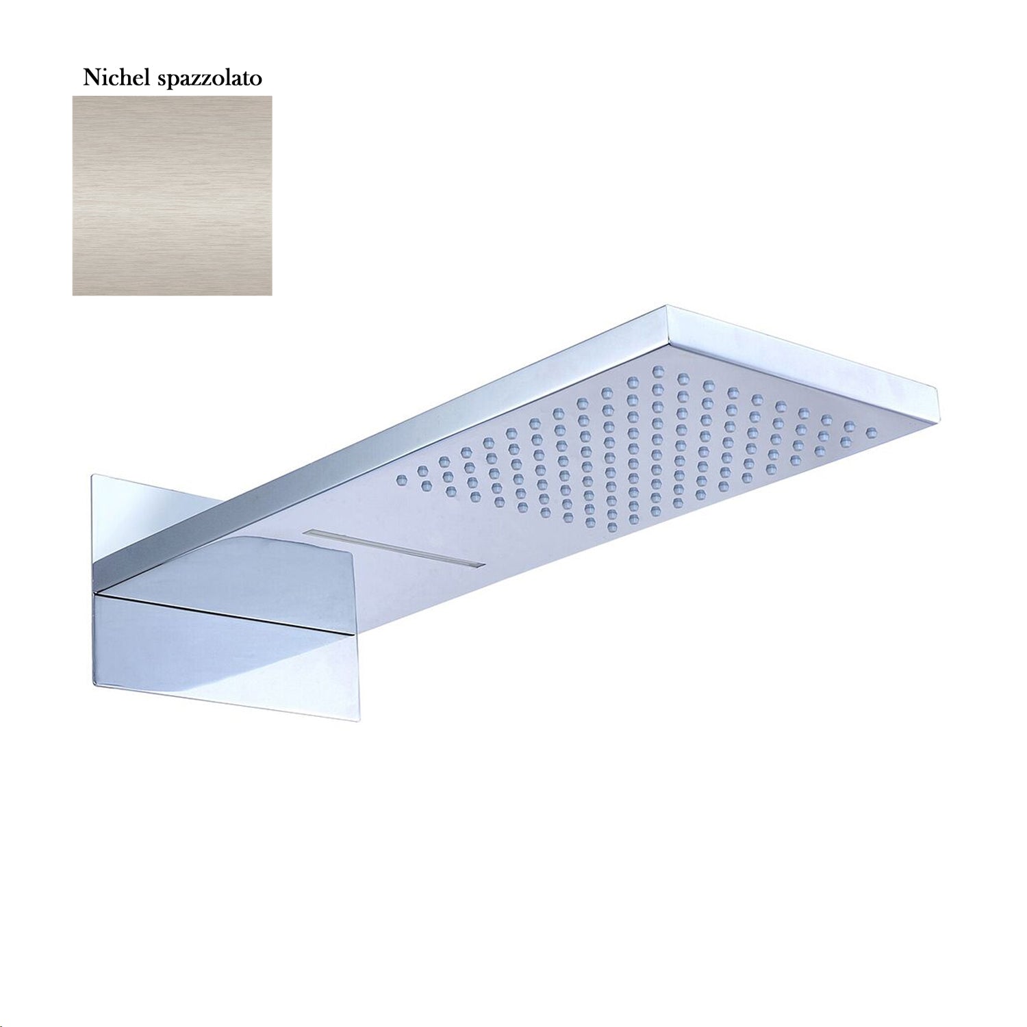 Soffione Helsinki 55x23cm in acciaio nichel con 2 getti by CeramicStore | Lo specialista del tuo bagno