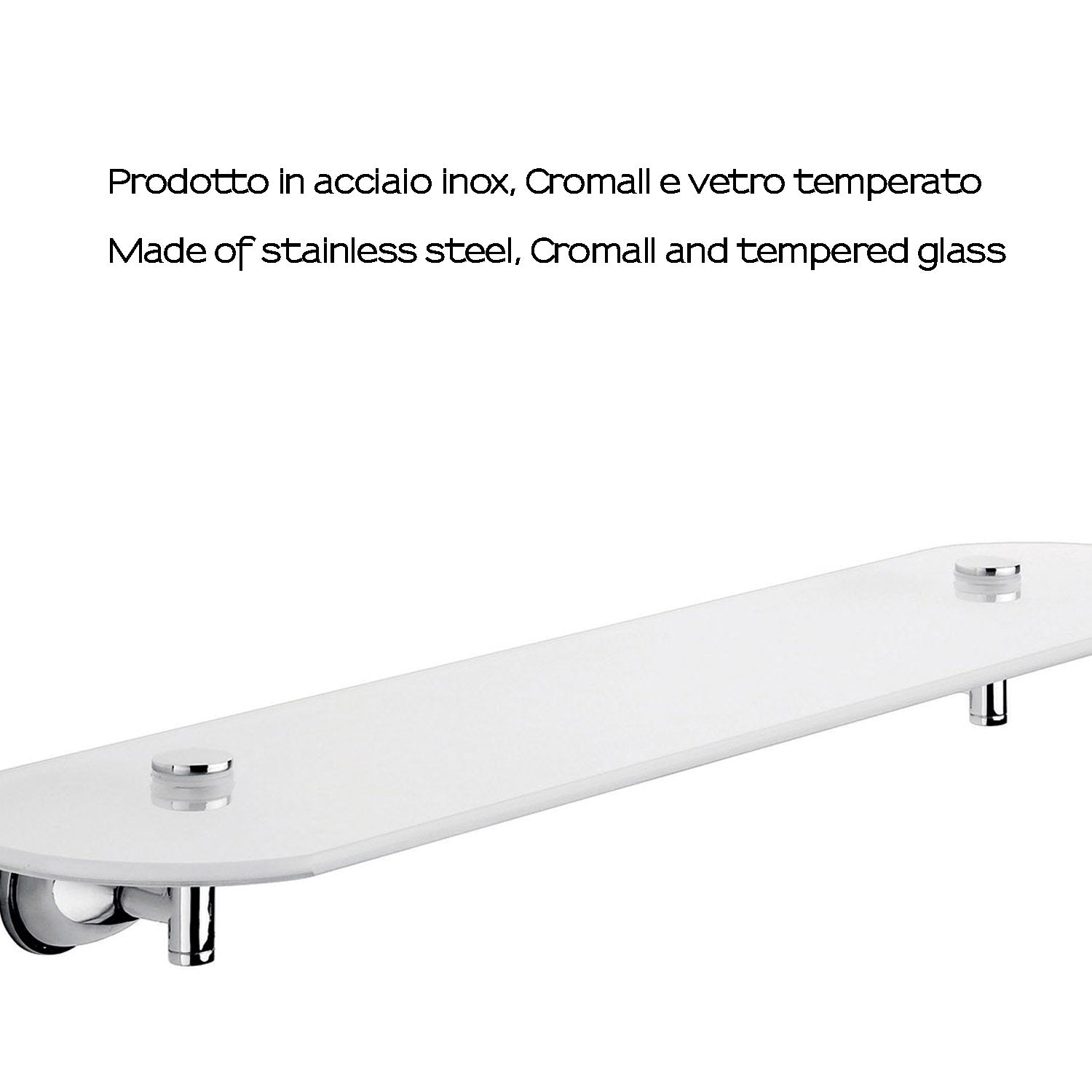 Mensola 52 cm in Vetro temperato Genziana di Gedy - Cromato