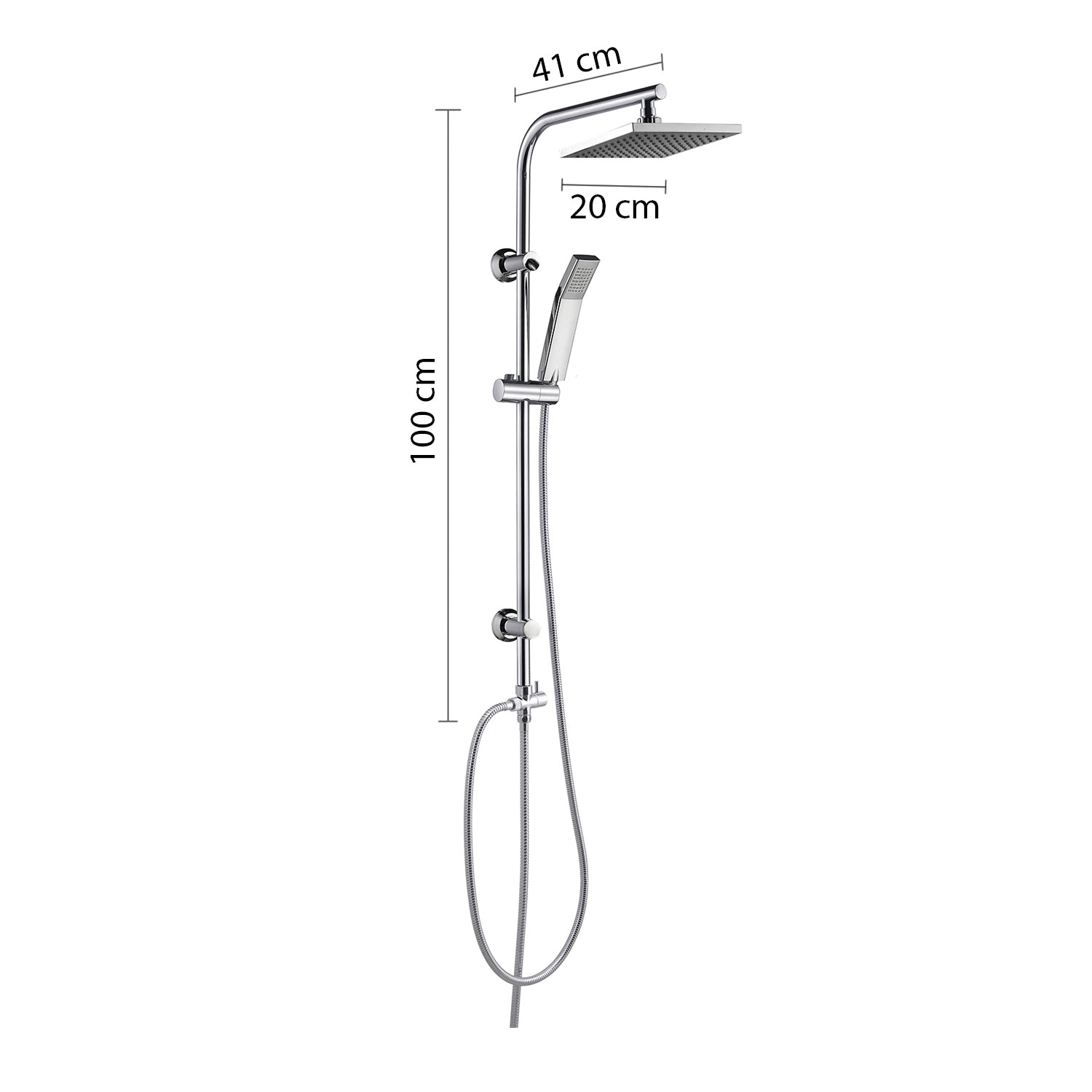 Colonna doccia regolabile con soffione quadrato 20x20 e doccetta 1 getto di Gedy modello Easy 05 - Cromato by CeramicStore | Lo specialista del tuo bagno