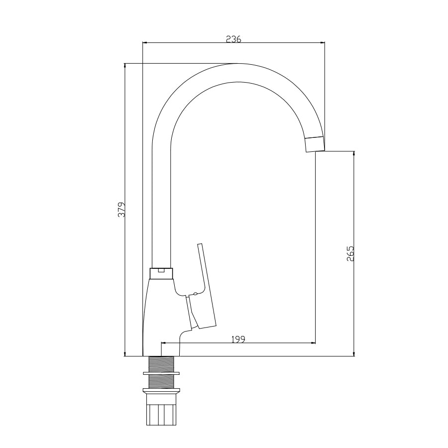 Miscelatore monocomando lavello canna alta girevole serie Choco cartuccia diam. 35 mm colore nero opaco by CeramicStore | Lo specialista del tuo bagno