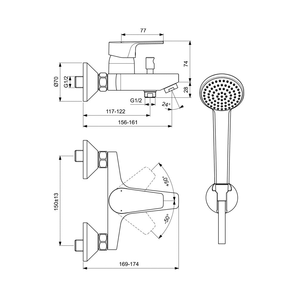 Miscelatore monocomando esterno vasca/doccia Ideal Standard Cerafine D by CeramicStore | Lo specialista del tuo bagno