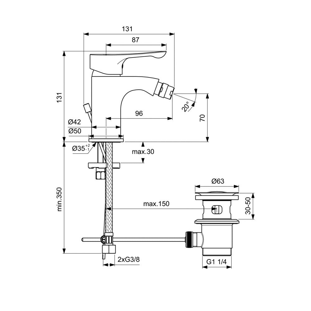 Miscelatore monocomando bidet Ideal Standard Alpha bocca di erogazione fissa altezza 70 mm by CeramicStore | Lo specialista del tuo bagno