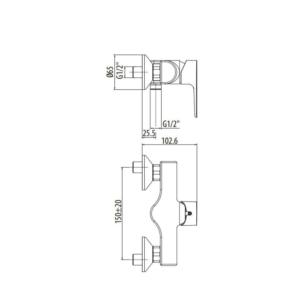 Miscelatore esterno doccia in ottone con finitura cromo a uscita bassa Gattoni H20MIX3000 by CeramicStore | Lo specialista del tuo bagno