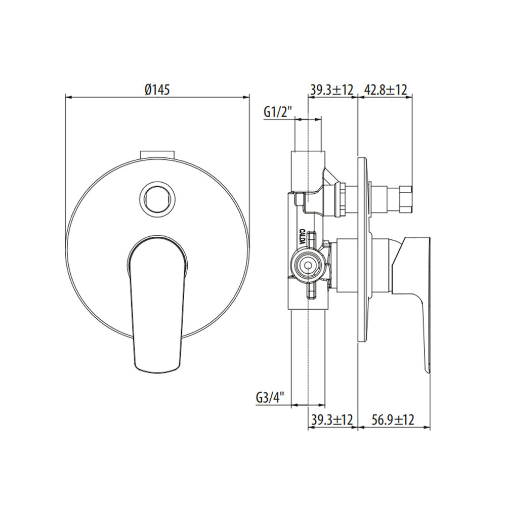 Miscelatore incasso doccia in ottone cromato 2 vie con deviatore by CeramicStore | Lo specialista del tuo bagno