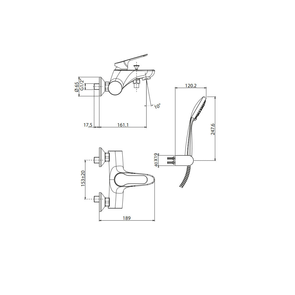Miscelatore esterno vasca Gattoni H20MIX4000 ottone cromo con doccia duplex by CeramicStore | Lo specialista del tuo bagno