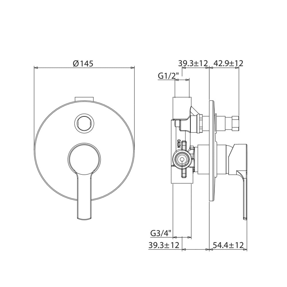 Miscelatore incasso doccia 2 vie con deviatore Gattoni H20MIX5000 ottone cromato by CeramicStore | Lo specialista del tuo bagno