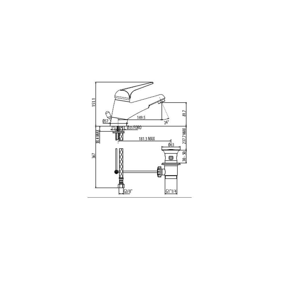 Miscelatore lavabo Gattoni H20MIX6000 con scarico automatico e bocca girevole by CeramicStore | Lo specialista del tuo bagno