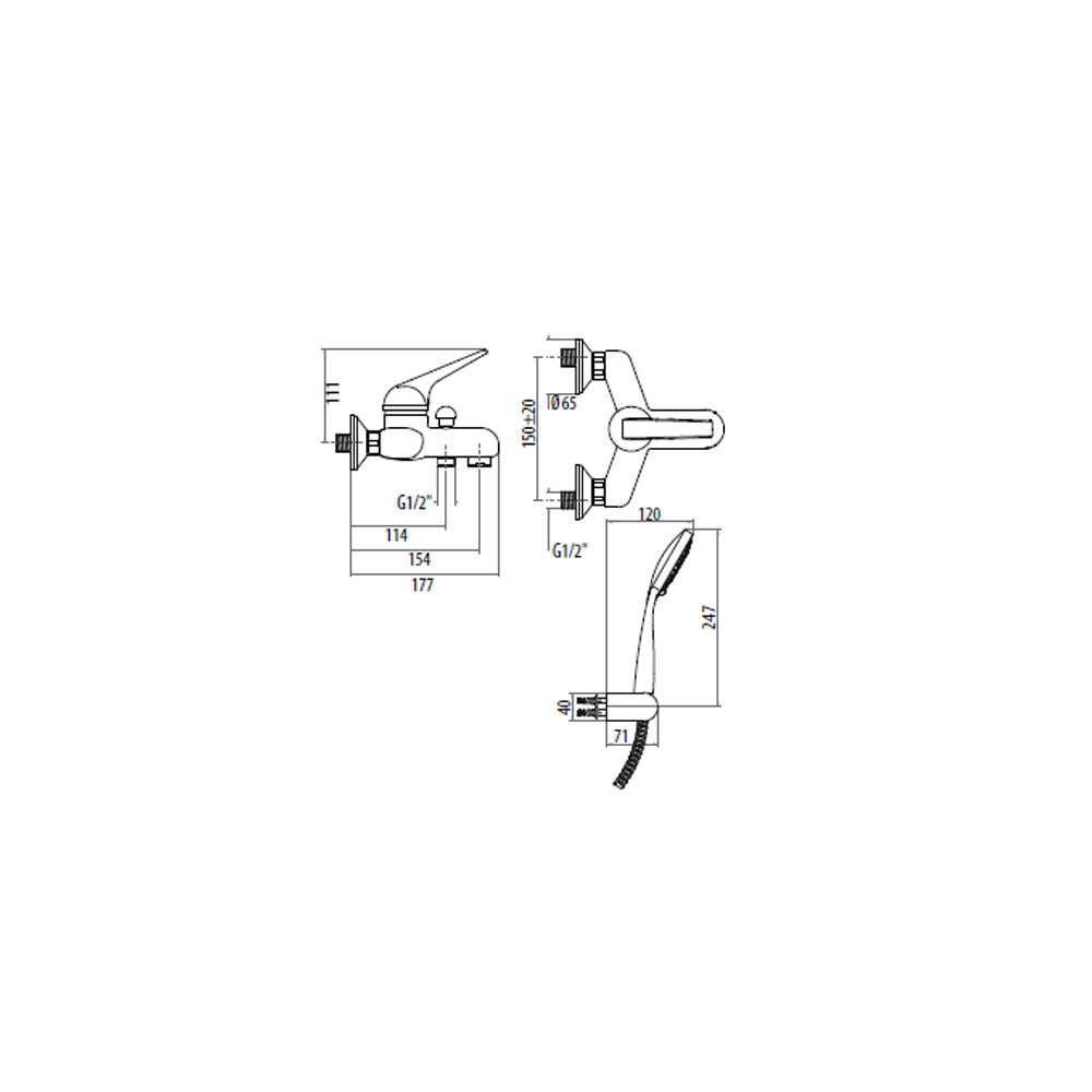 Miscelatore esterno vasca Gattoni H20MIX6000 ottone cromo con doccia duplex by CeramicStore | Lo specialista del tuo bagno