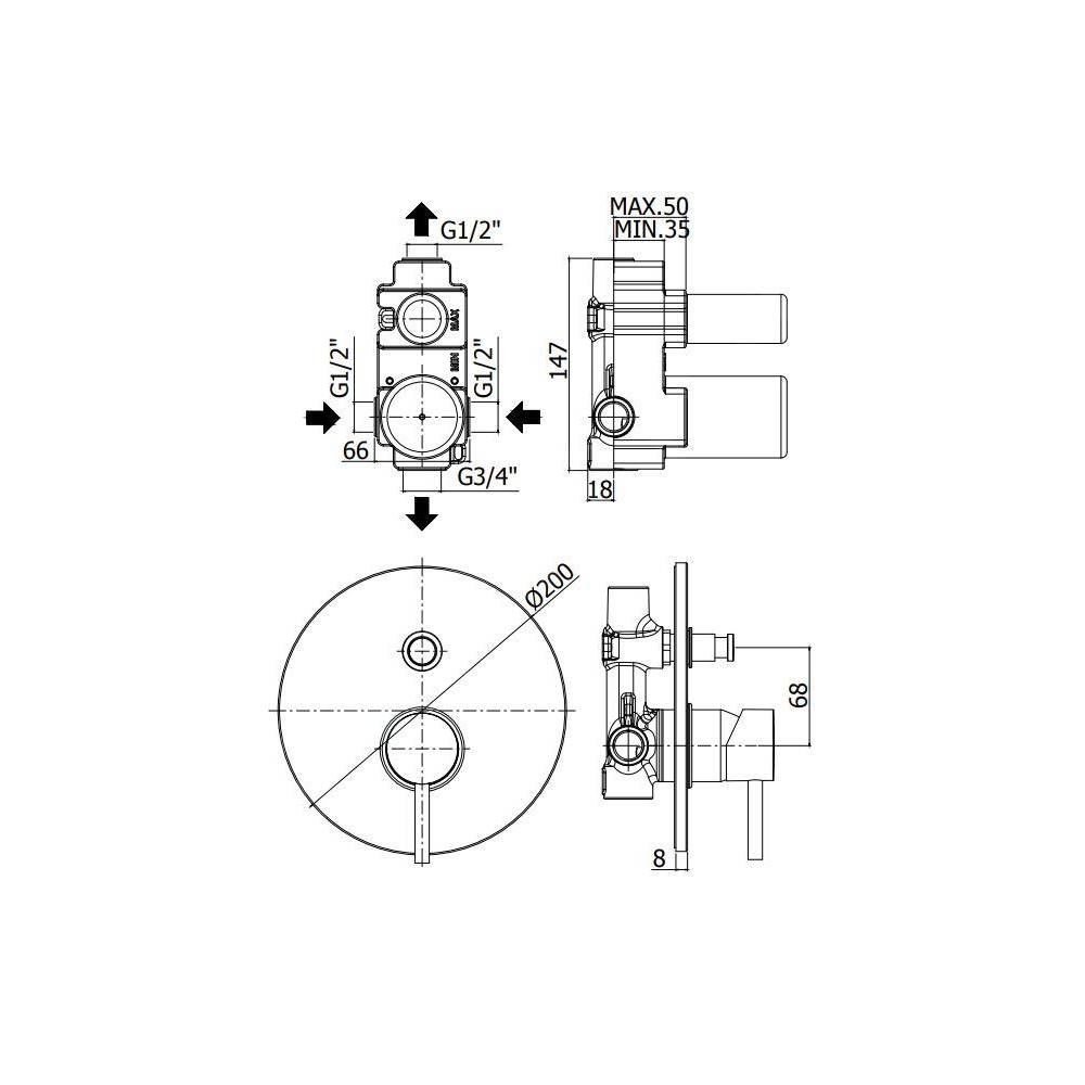 Miscelatore doccia ad incasso serie Stick modello SK015ST 2 utenze steel looking Paffoni by CeramicStore | Lo specialista del tuo bagno