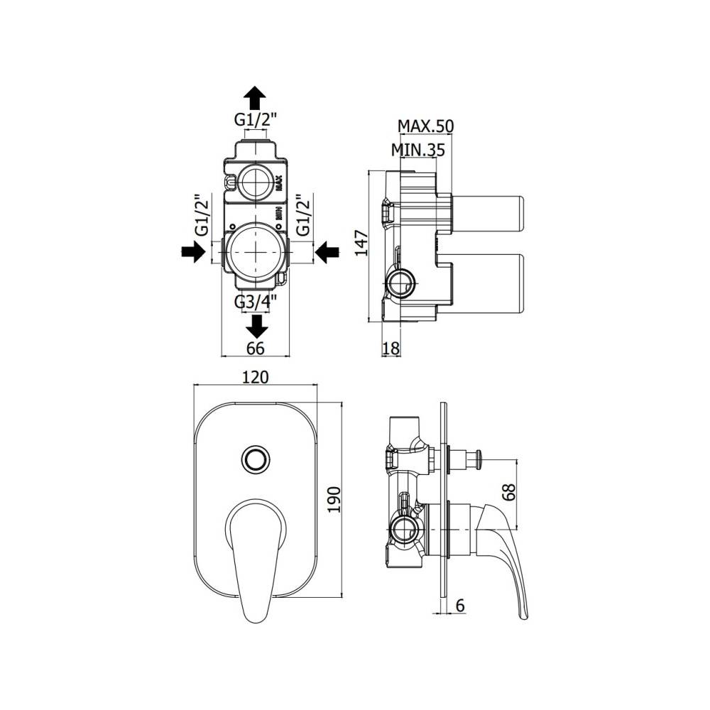 Miscelatore incasso doccia con deviatore serie Nettuno Due modello ND015CR cromo Paffoni by CeramicStore | Lo specialista del tuo bagno