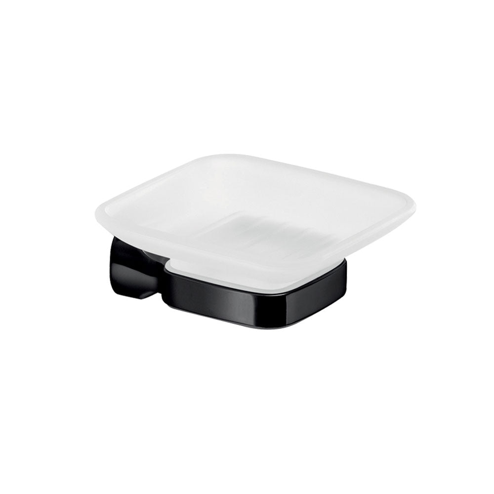 Portasapone a parete in Acciaio Inox e Vetro Satinato Gedy serie Stelvio - Nero Matt by CeramicStore | Lo specialista del tuo bagno