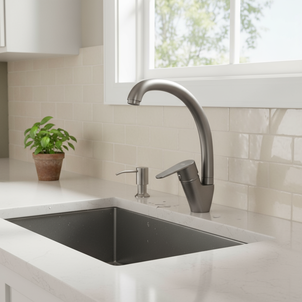 Küchenmischer hoher Auslauf Serie Elizabeth gebürstetes schwarzes Nickel