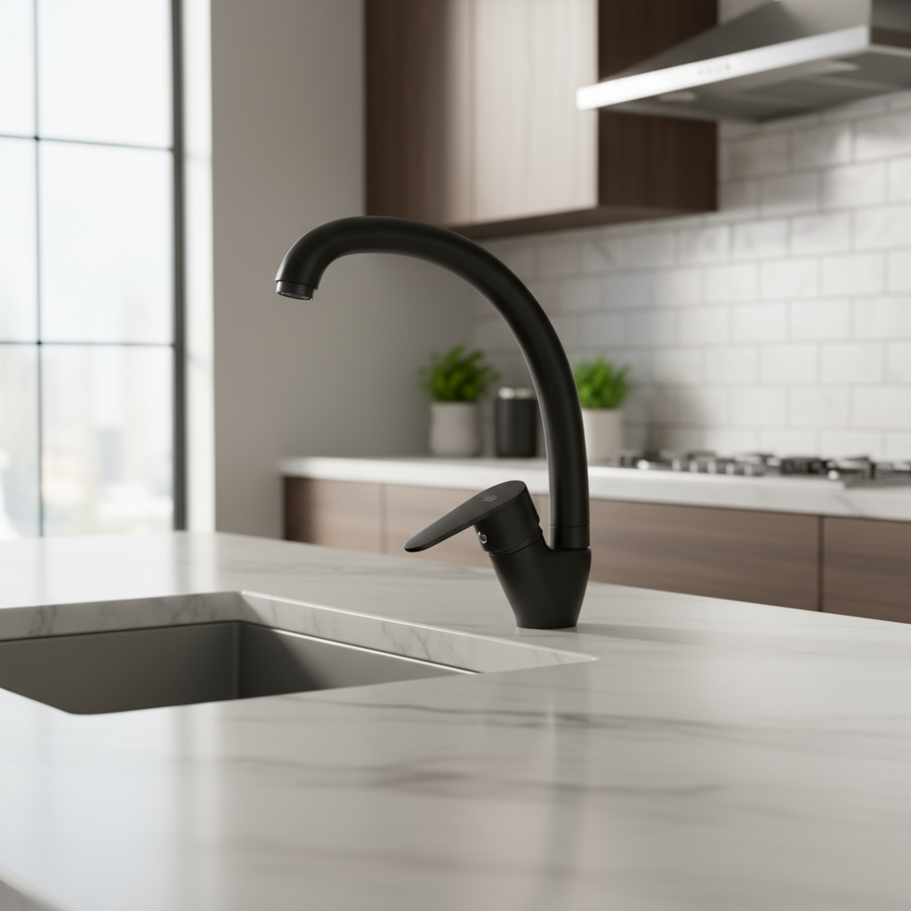 Küchenmischer hoher Auslauf Serie Elizabeth matt schwarz