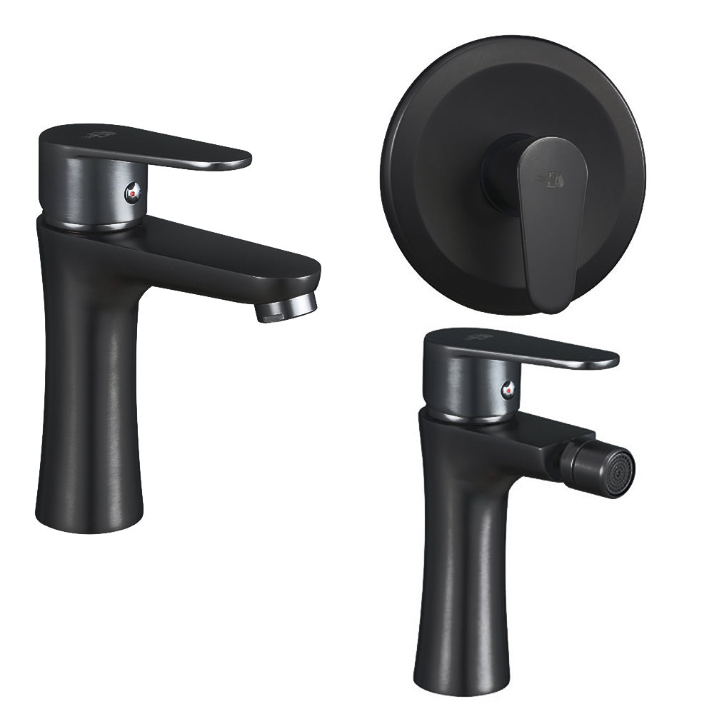 Set Miscelatori lavabo bidet con pilette e incasso doccia serie Elizabeth nero opaco by CeramicStore | Lo specialista del tuo bagno