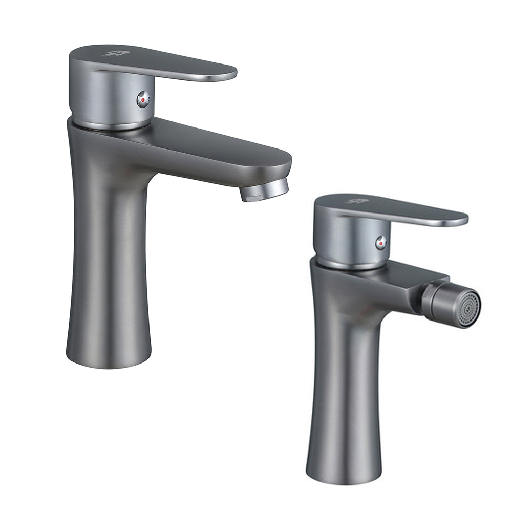 Set Miscelatori lavabo e bidet con pilette serie Elizabeth nichel nero spazzolato by CeramicStore | Lo specialista del tuo bagno