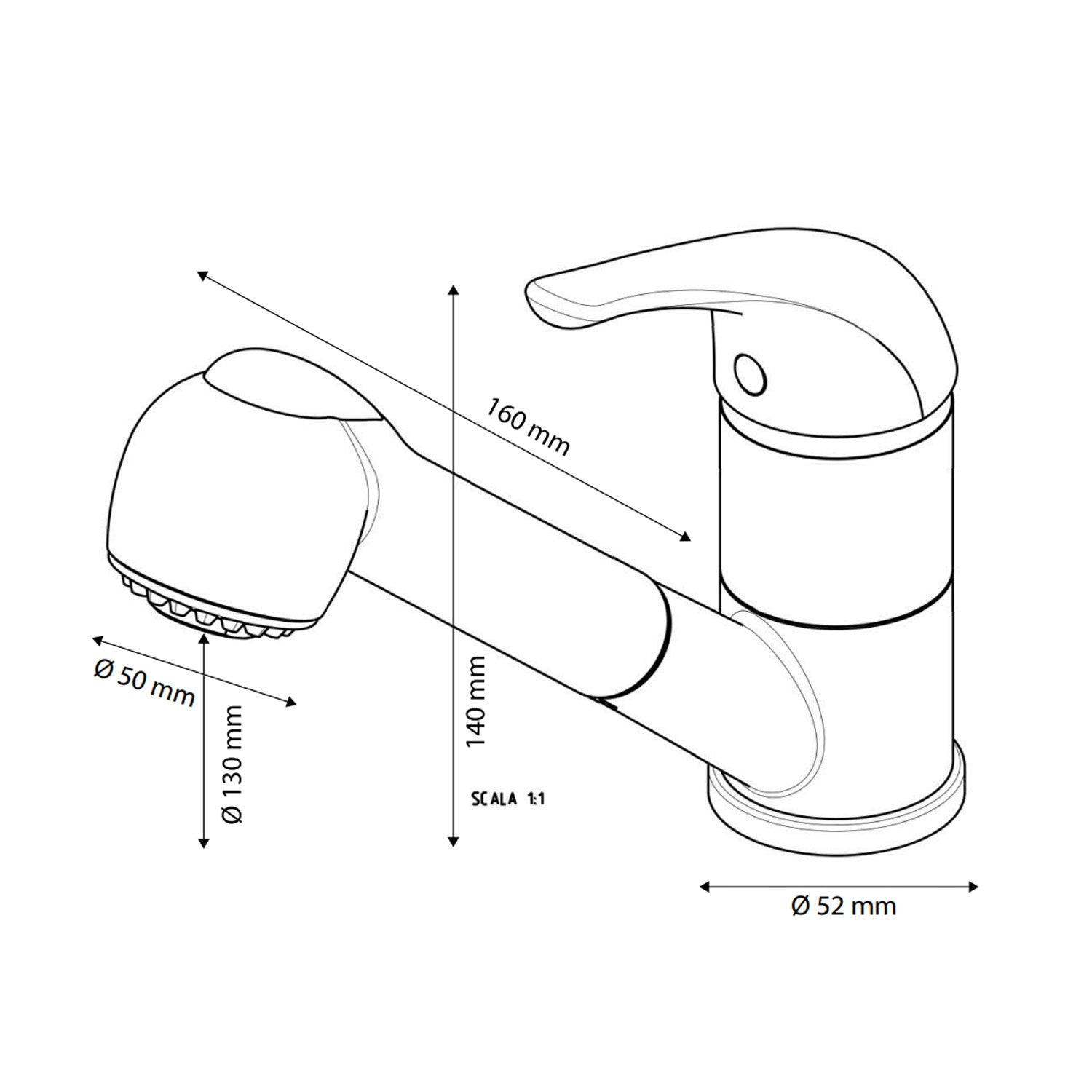 Miscelatore monocomando lavello con doccetta estraibile RubiFlux - Avena