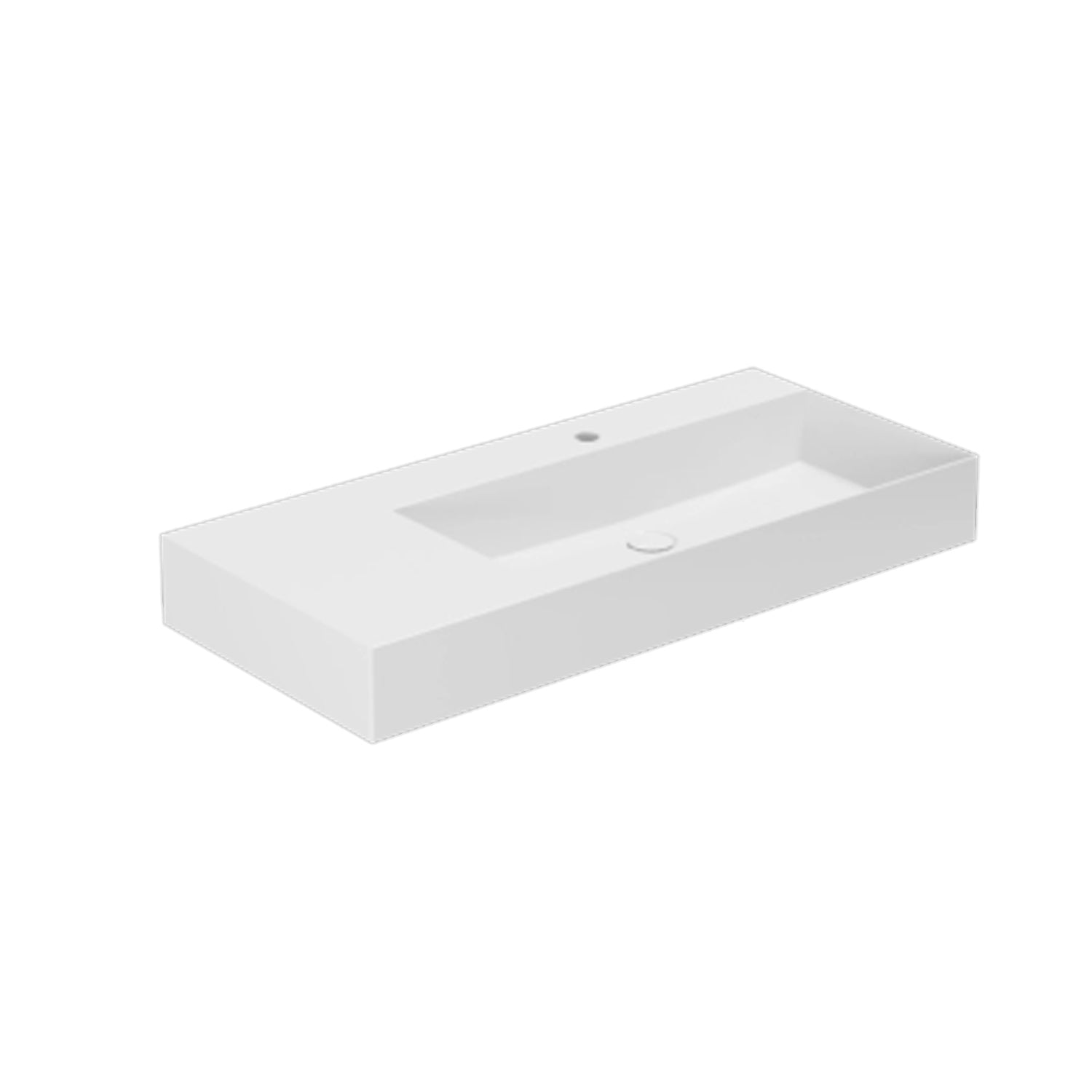Lavabo da appoggio/sospeso squadrato di Ceramica Azzurra serie Elegance 102x46 cm con piano a sinistra e foro rubinetteria