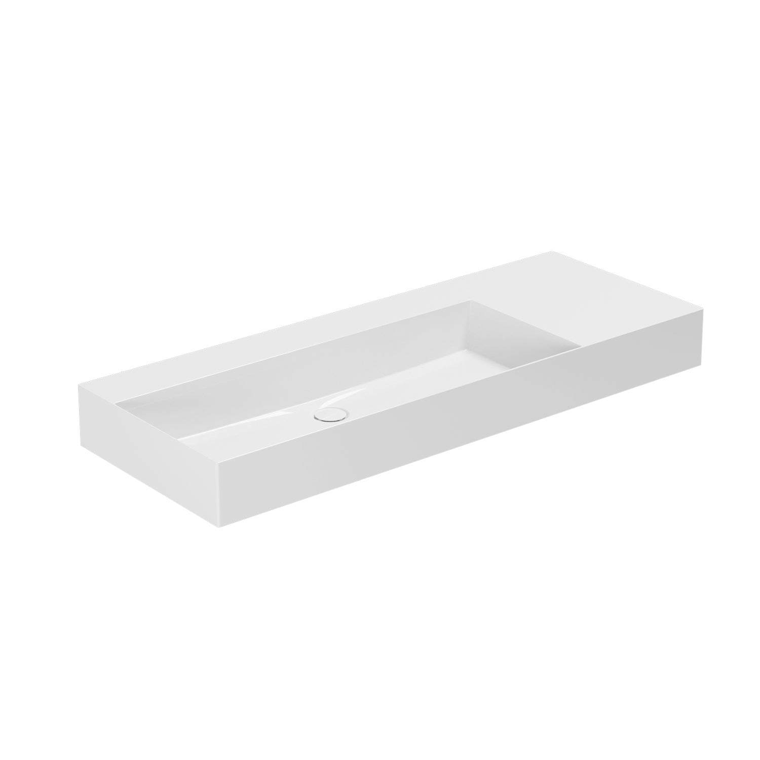 Lavabo da appoggio/sospeso squadrato di Ceramica Azzurra serie Elegance 122x46 cm con piano a destra