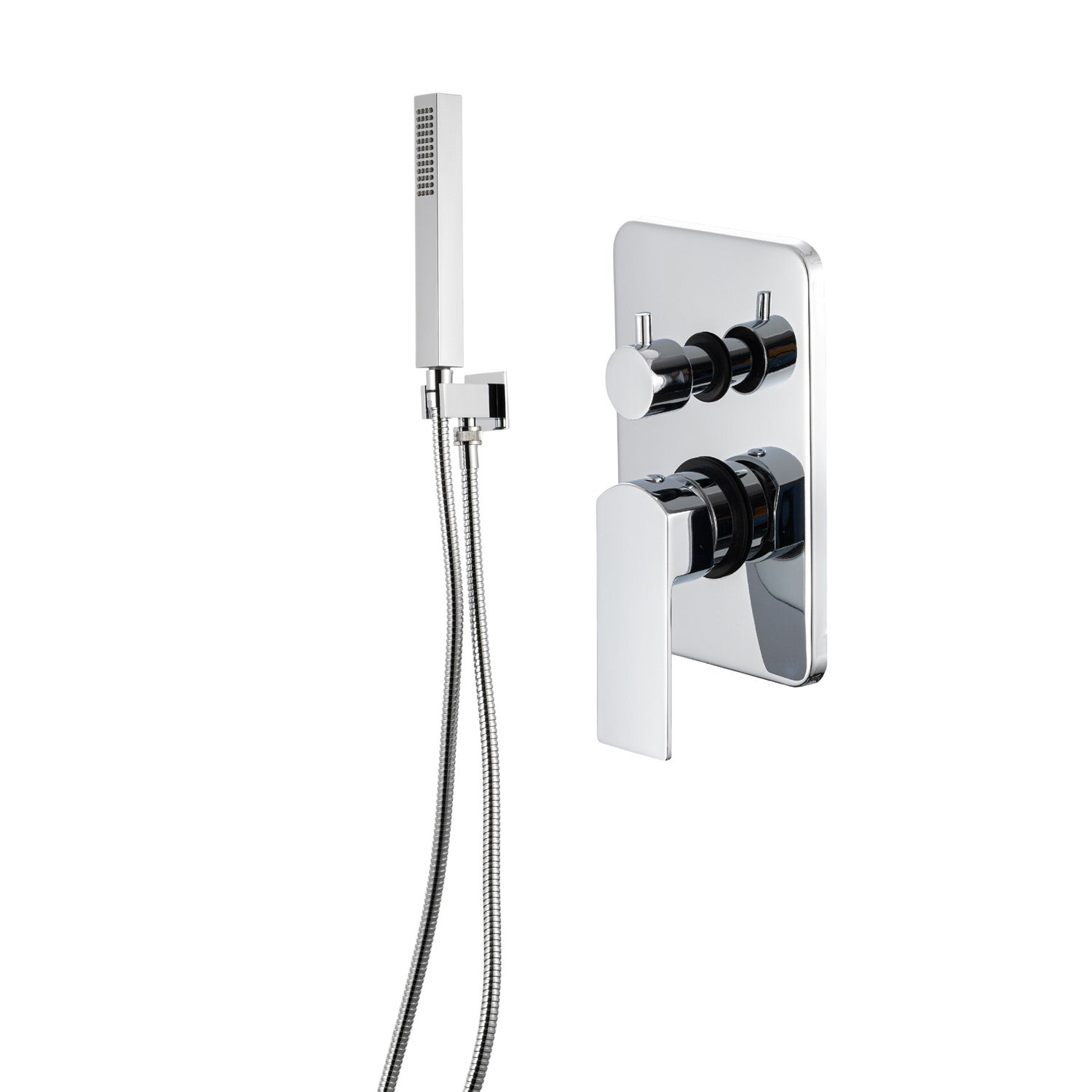 Kit doccia con incasso a 2 vie con soffione quadro 300 mm in ottone cromato Fire by CeramicStore | Lo specialista del tuo bagno
