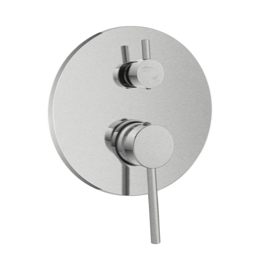 Kit miscelatore lavabo + bidet + doccia a due vie RubiFlux serie Paris Modello Gris con piletta clic-clac in acciaio inox - Spazzolato