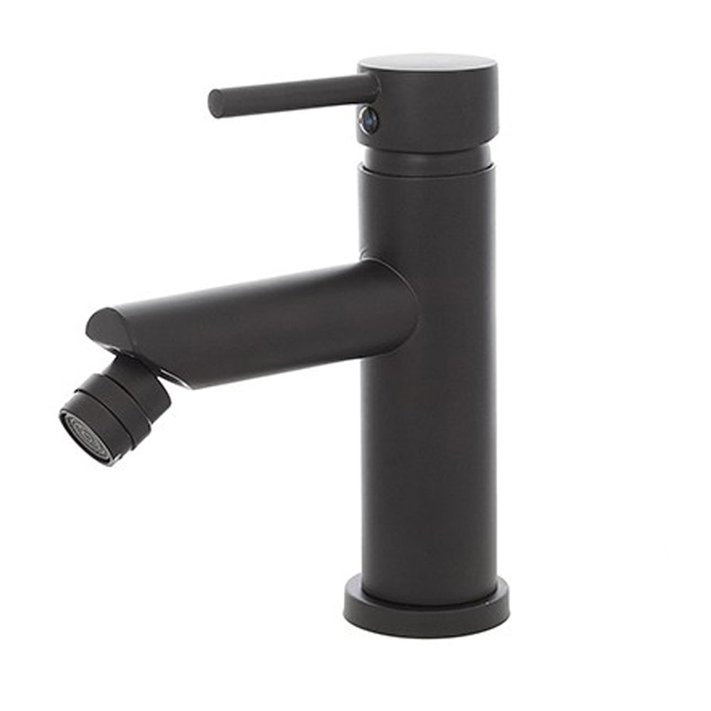 Kit miscelatore lavabo alto + bidet RubiFlux serie Paris Modello Noir con piletta clic-clac - Nero Opaco