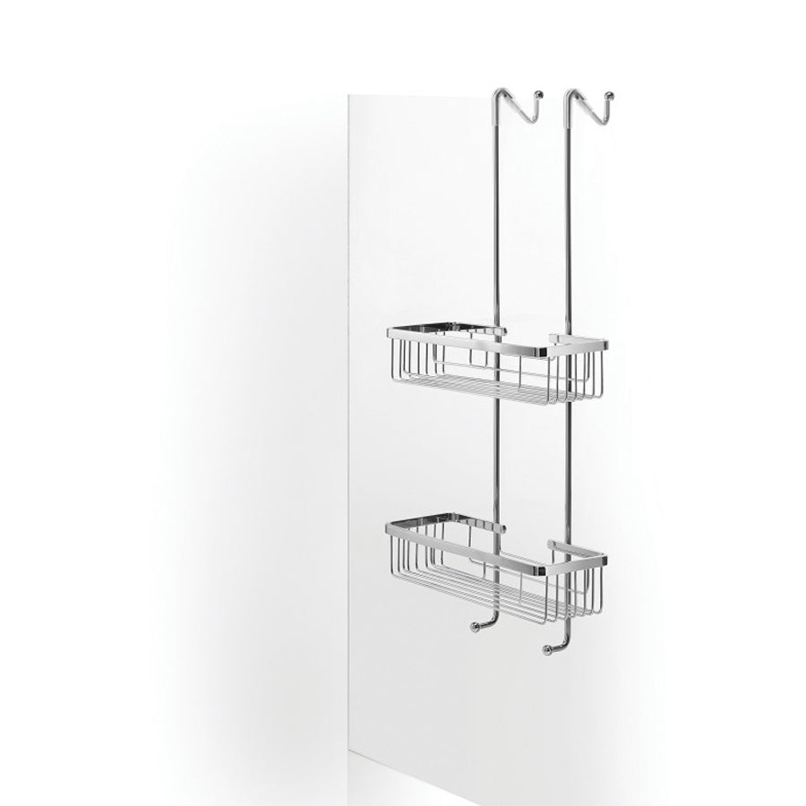 Griglia portaoggetti doccia doppia da appendere con contenitori rettangolari in ottone cromato Lineabeta collezione Filo by CeramicStore | Lo specialista del tuo bagno