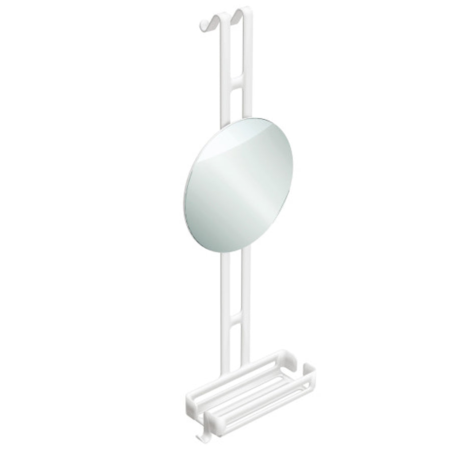 Griglia portaoggetti doccia da appendere con ripiano contenitore e specchio regolabile Lineabeta collezione Filo in alluminio verniciato bianco by CeramicStore | Lo specialista del tuo bagno