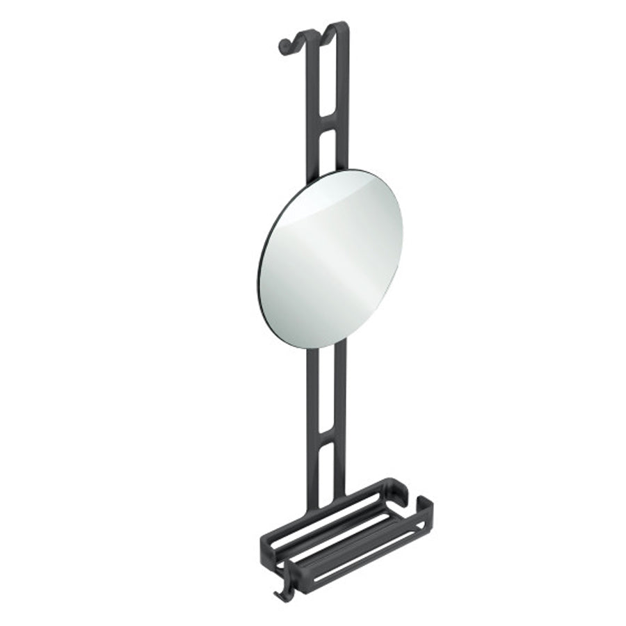 Griglia portaoggetti doccia da appendere con ripiano contenitore e specchio regolabile Lineabeta collezione Filo in alluminio verniciato nero by CeramicStore | Lo specialista del tuo bagno