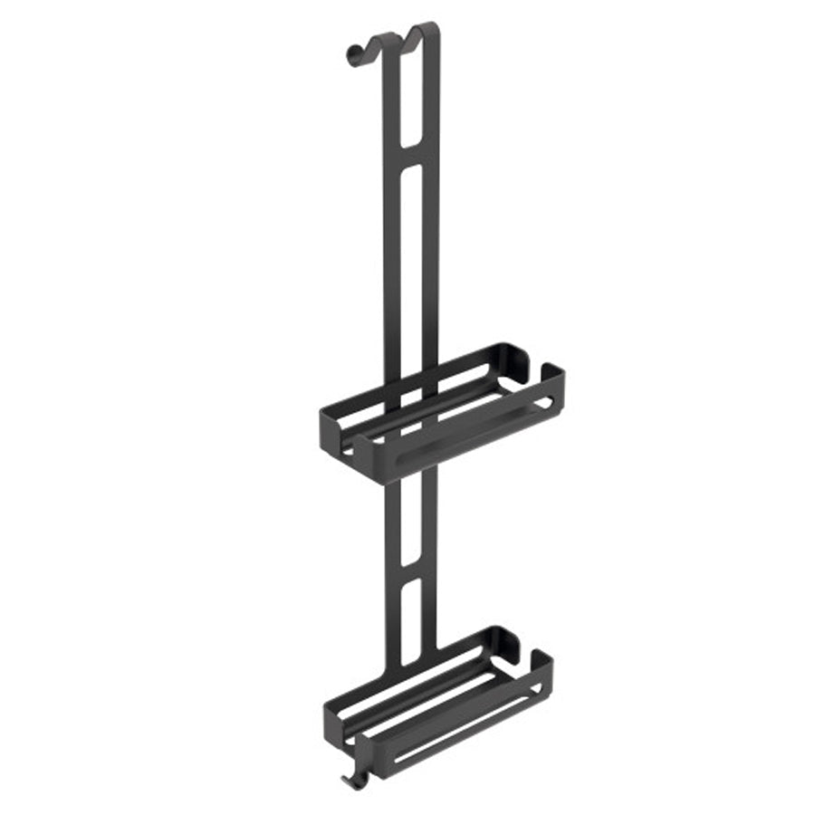 Griglia portaoggetti doccia da appendere con doppio ripiano contenitore Lineabeta collezione Filo in alluminio verniciato nero by CeramicStore | Lo specialista del tuo bagno