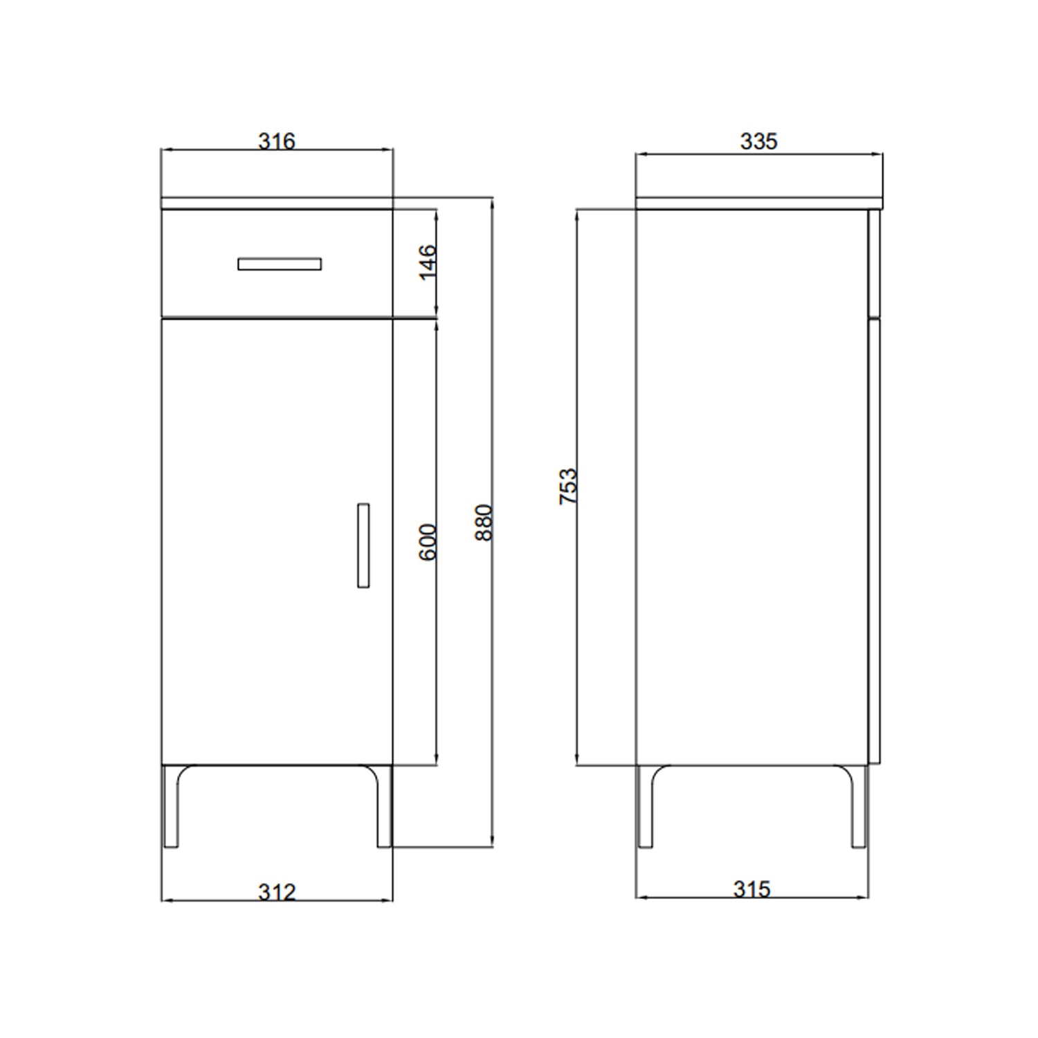 Mobiletto bagno singolo con un'anta e cassetto modello Beach rovere bianco by CeramicStore | Lo specialista del tuo bagno