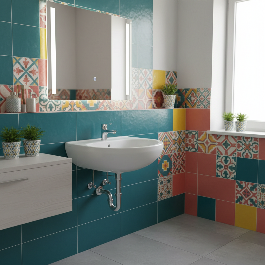 Lavabo 55 cm de apoyo serie Orquídea en cerámica blanca