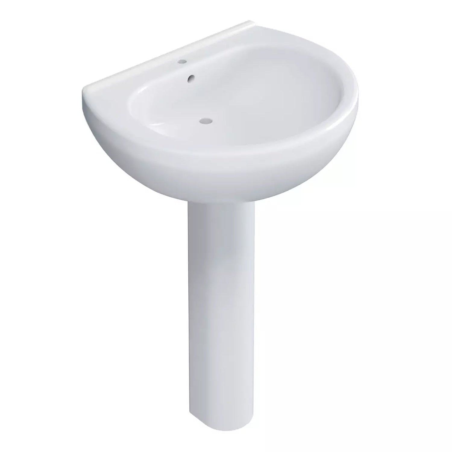 Lavabo de salle de bain 55 cm avec colonne H. 82 cm série Orchidea en céramique blanche
