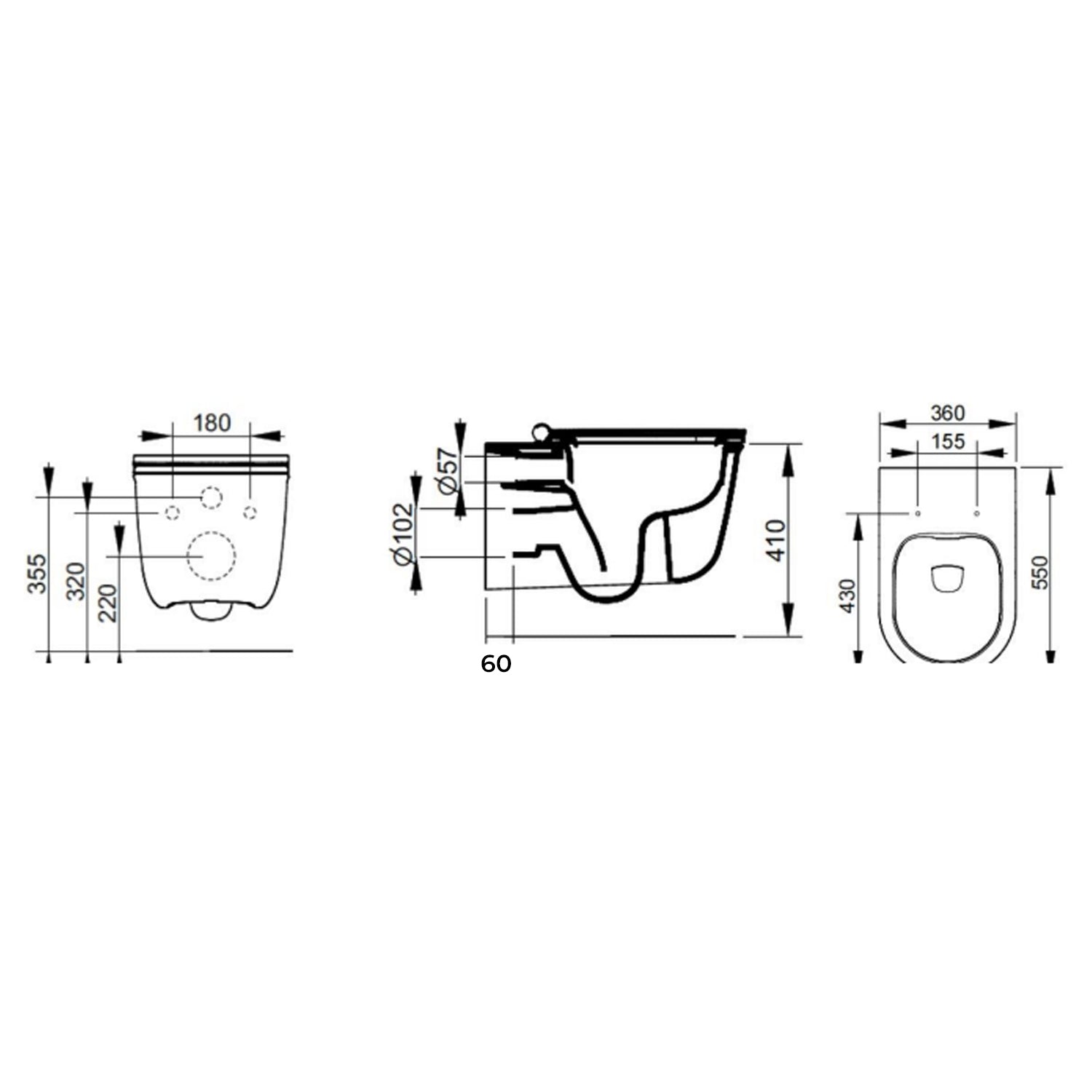 Coppia sanitari sospesi Ceramica Dolomite modello Mayka 55
