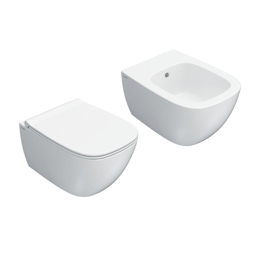Coppia di sanitari sospesi Globo modello Genesis cm 50x36 completi di fissaggi. Ceramica bianca