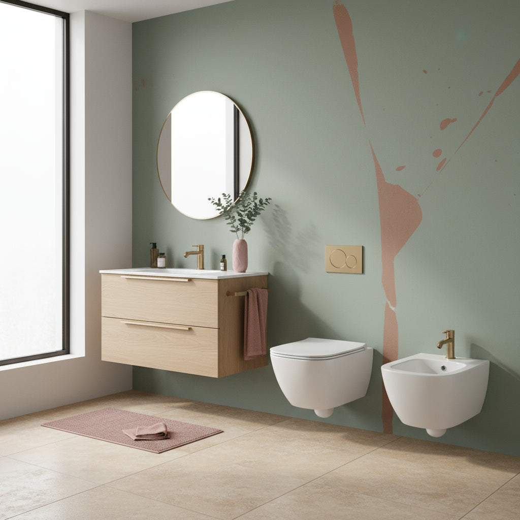 Coppia di sanitari sospesi Globo modello Genesis cm 50x36 completi di fissaggi. Ceramica bianca
