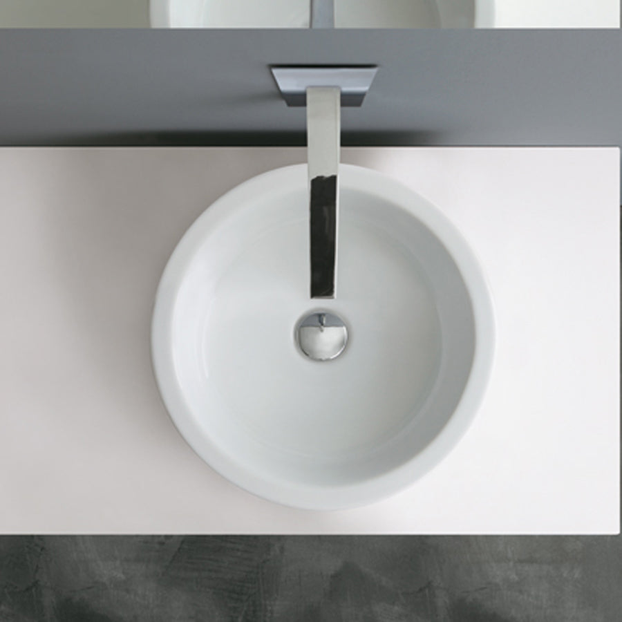 Lavandino tondo in ceramica bianca di Althea modello Kali. Installazione da appoggio. Misure cm 40x40