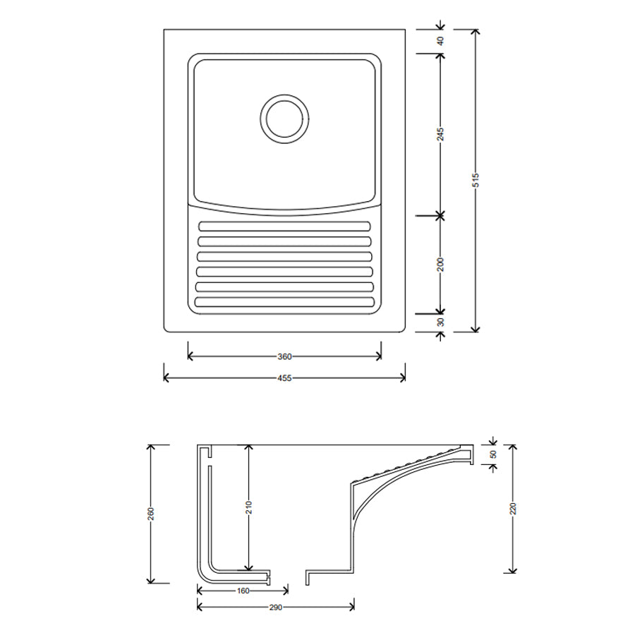 Lavatoio in ceramica bianca con foro troppo pieno. Con strizzatoio integrato Misure cm45,5x51,5x26h by CeramicStore | Lo specialista del tuo bagno