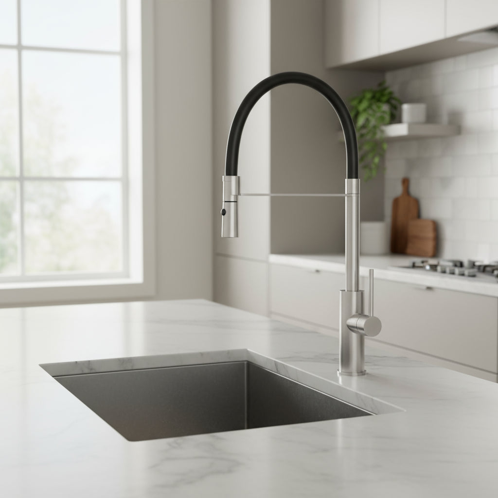 Miscelatore cucina in acciaio Inox 316L con doccetta e canna silicone Kitchen di Tubico by CeramicStore | Lo specialista del tuo bagno