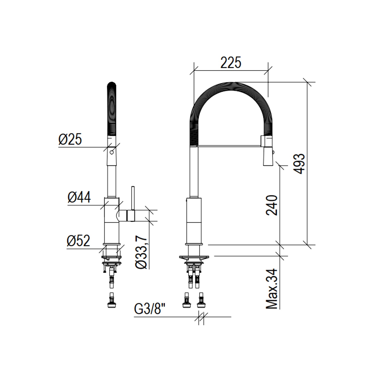 Miscelatore cucina in acciaio Inox 316L con doccetta e canna a molla Kitchen di Tubico by CeramicStore | Lo specialista del tuo bagno