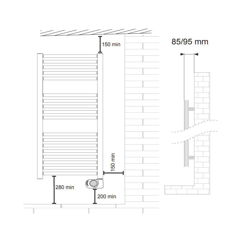 Termoarredo elettrico Lazzarini Cortina EVO cromato 1375x480 con termostato by CeramicStore | Lo specialista del tuo bagno