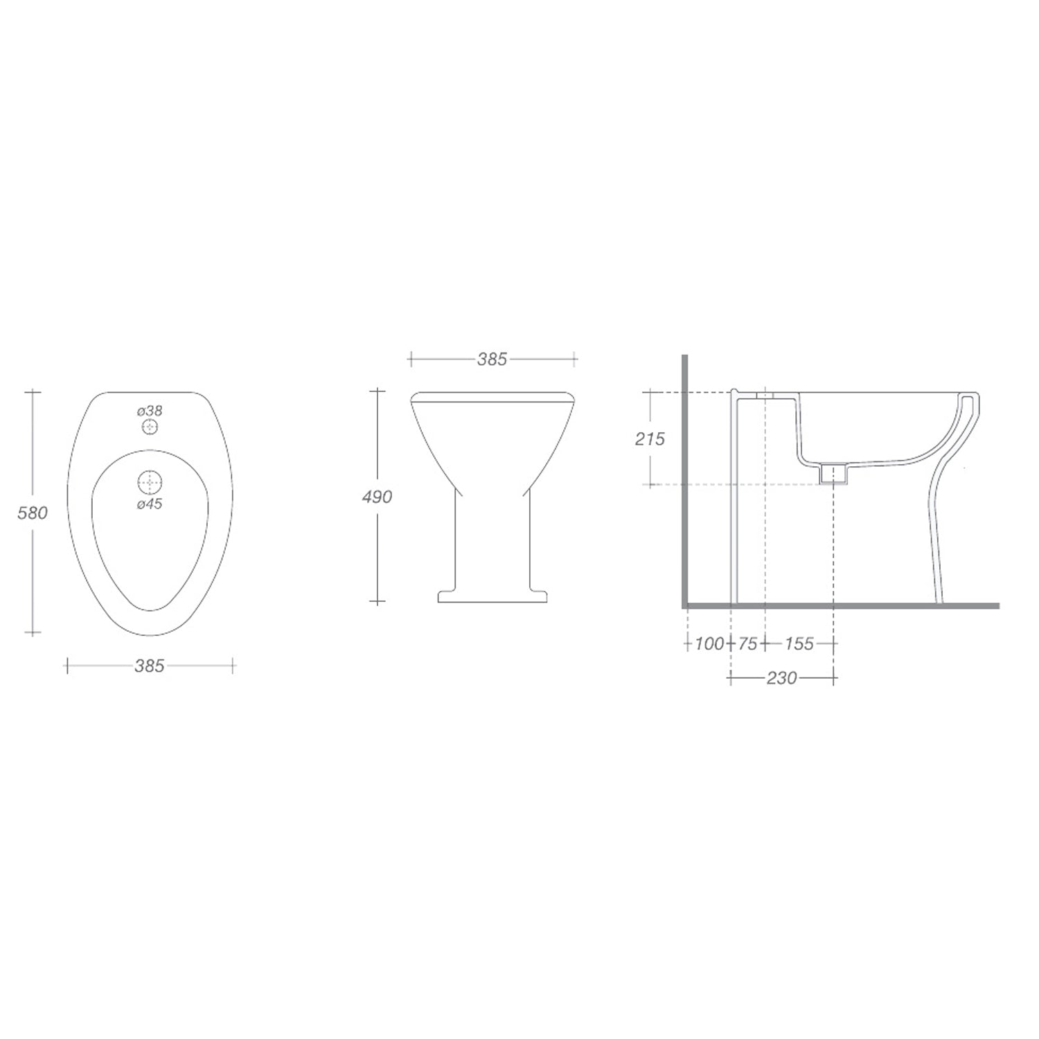 Bidet terza età e disabili ceramica bianca art.152-T300