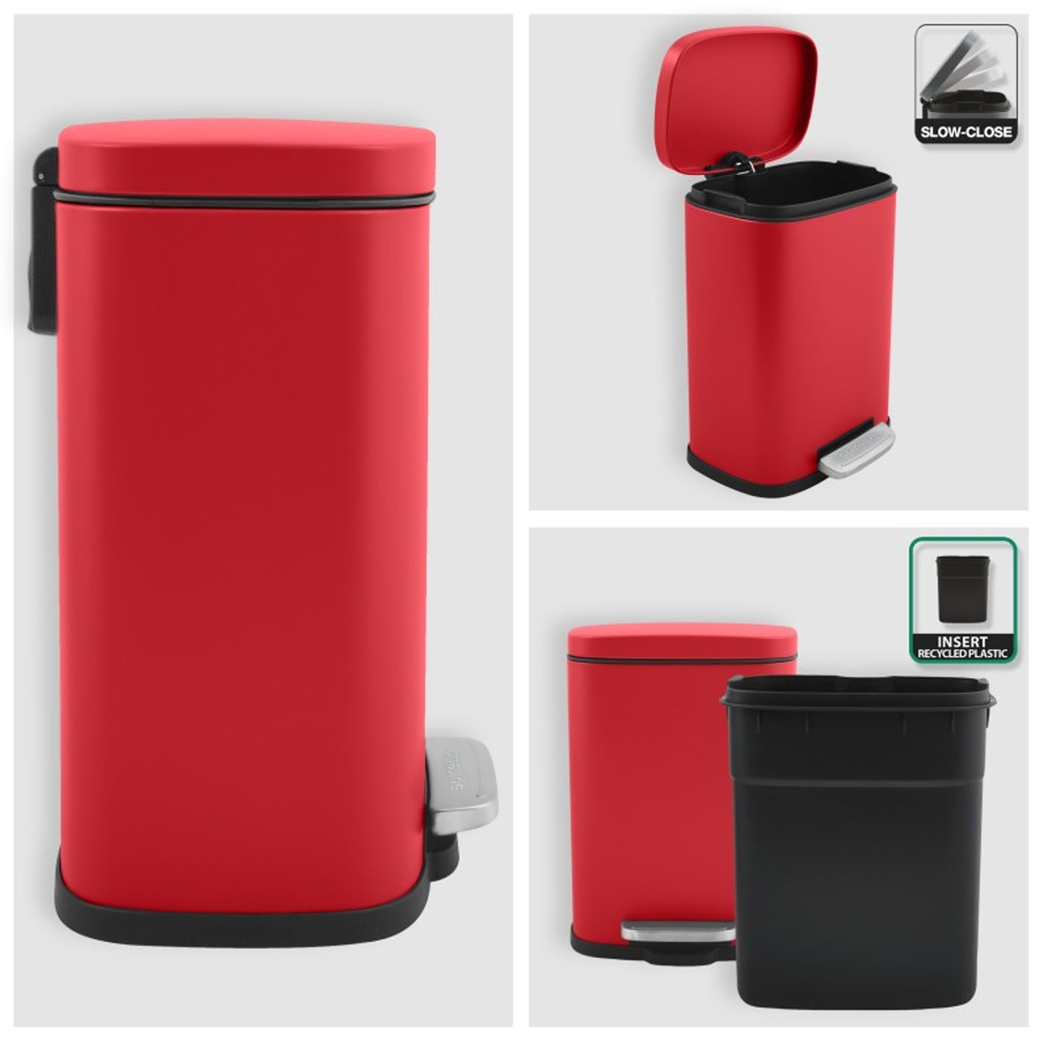 Pattumiera a pedale capacità 5L modello Akira - Rosso Matt