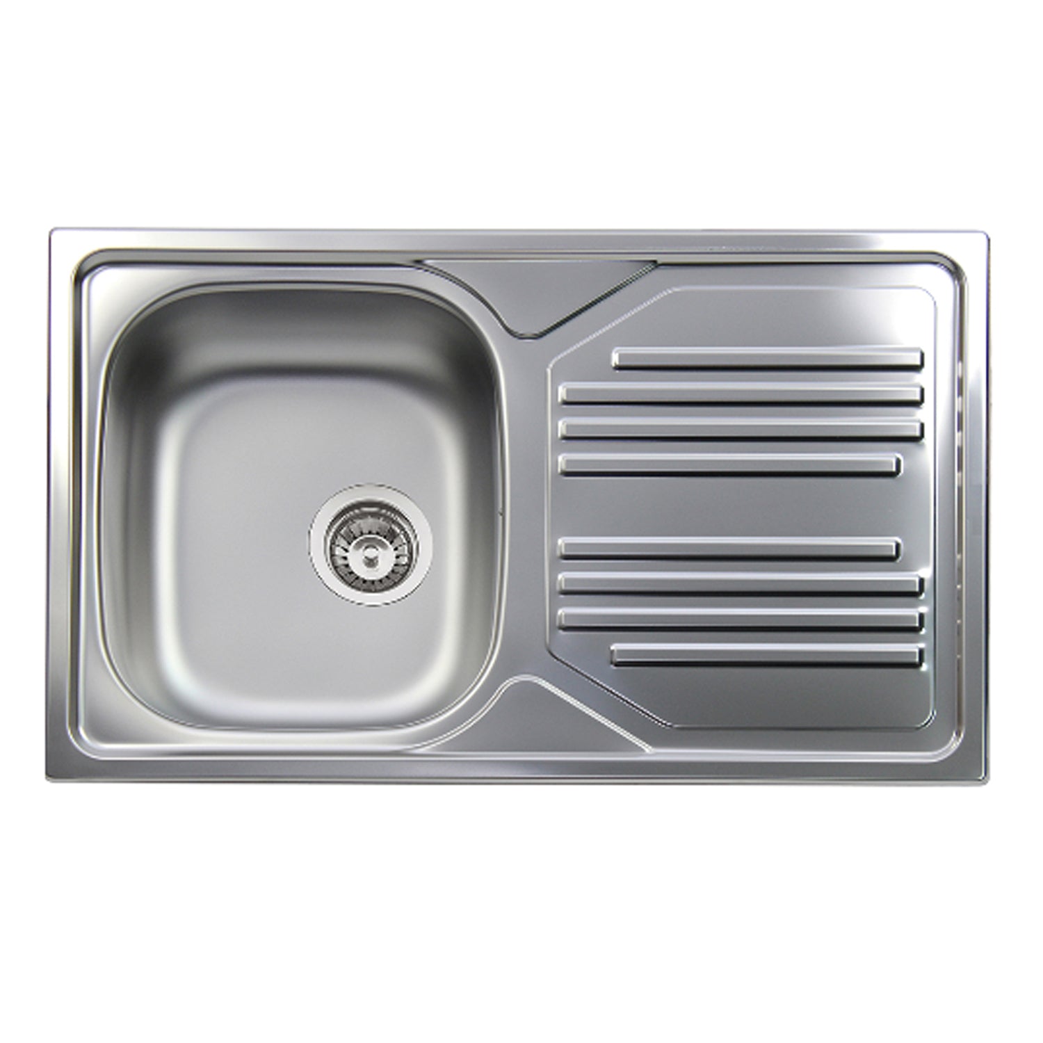 Lavello da cucina in acciaio inox con 1 vasca e sgocciolatoio a destra 86x50 cm by CeramicStore | Lo specialista del tuo bagno